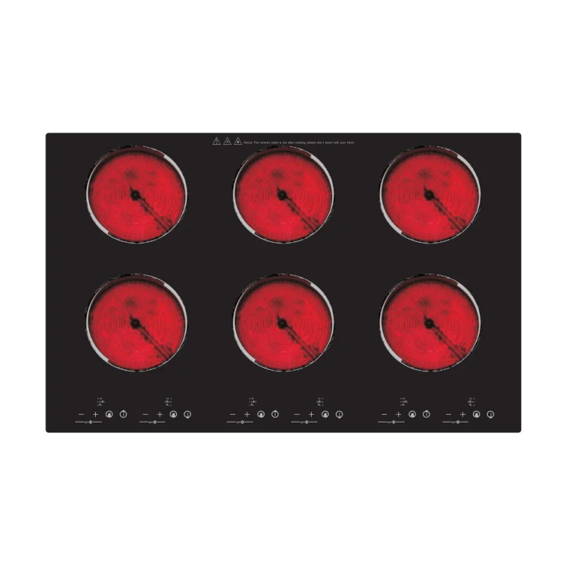 6-Burner Ceramic Glass Hob Built-in Electric Cooktop with 6 Cooking Zones for Easy Installation