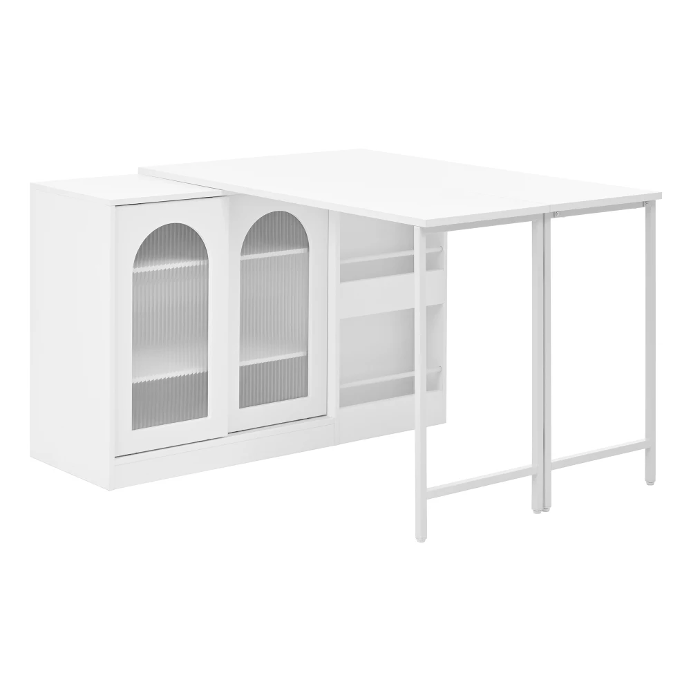 Moderner Bartisch, ausziehbar 360° ° Drehbarer Bartisch mit Stauraum, umkehrbarer Tisch, Sideboard-Bar mit Glastür – Detail 15