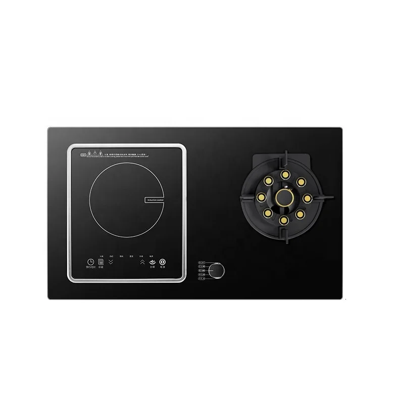 Dual Fuel Cooktop - 5.2KW  Lift-Up Burner & 3000W Induction, Tempered Glass for Easy Cleaning, Home Kitchen Range