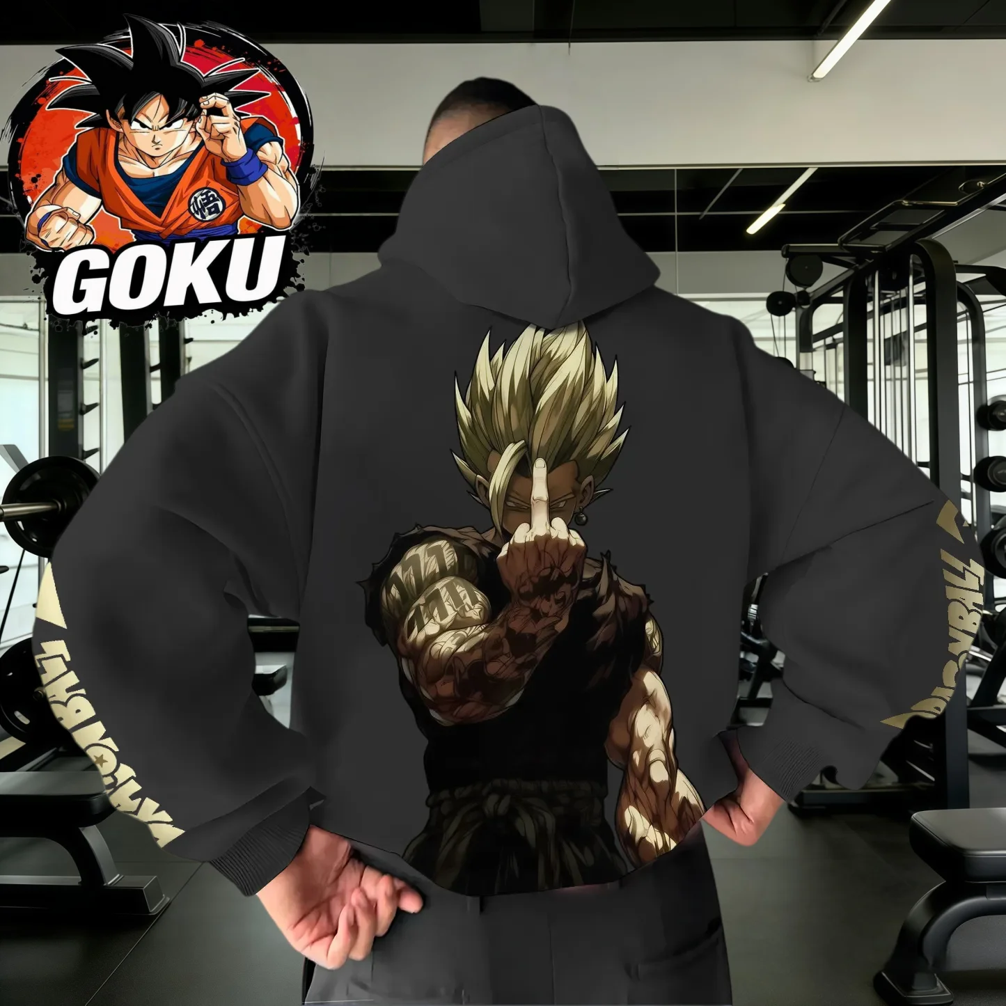 

2026 Autumn Winter Dragon Ball Gohan Hoodie 100% Cotton Oversized Tattoo Print Fitness Gym Streetwear Unisex Sweatshirt