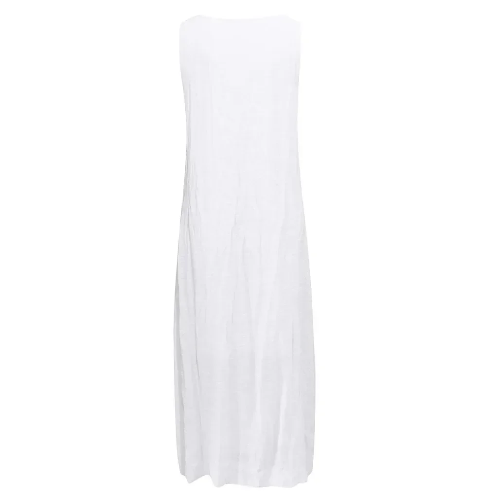 2025 été nouvelles dames vêtements femmes lâche sans manches dentelle épissure robe concepteur décontracté élégant blanc robes féminines