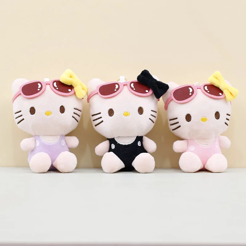 

1PCS Kawaii Sanrio Hello Kitty Eye Mask Pajamas Plush Toy Keychain KT Cat Stuffed Doll Pendant Backpack Bag Decor