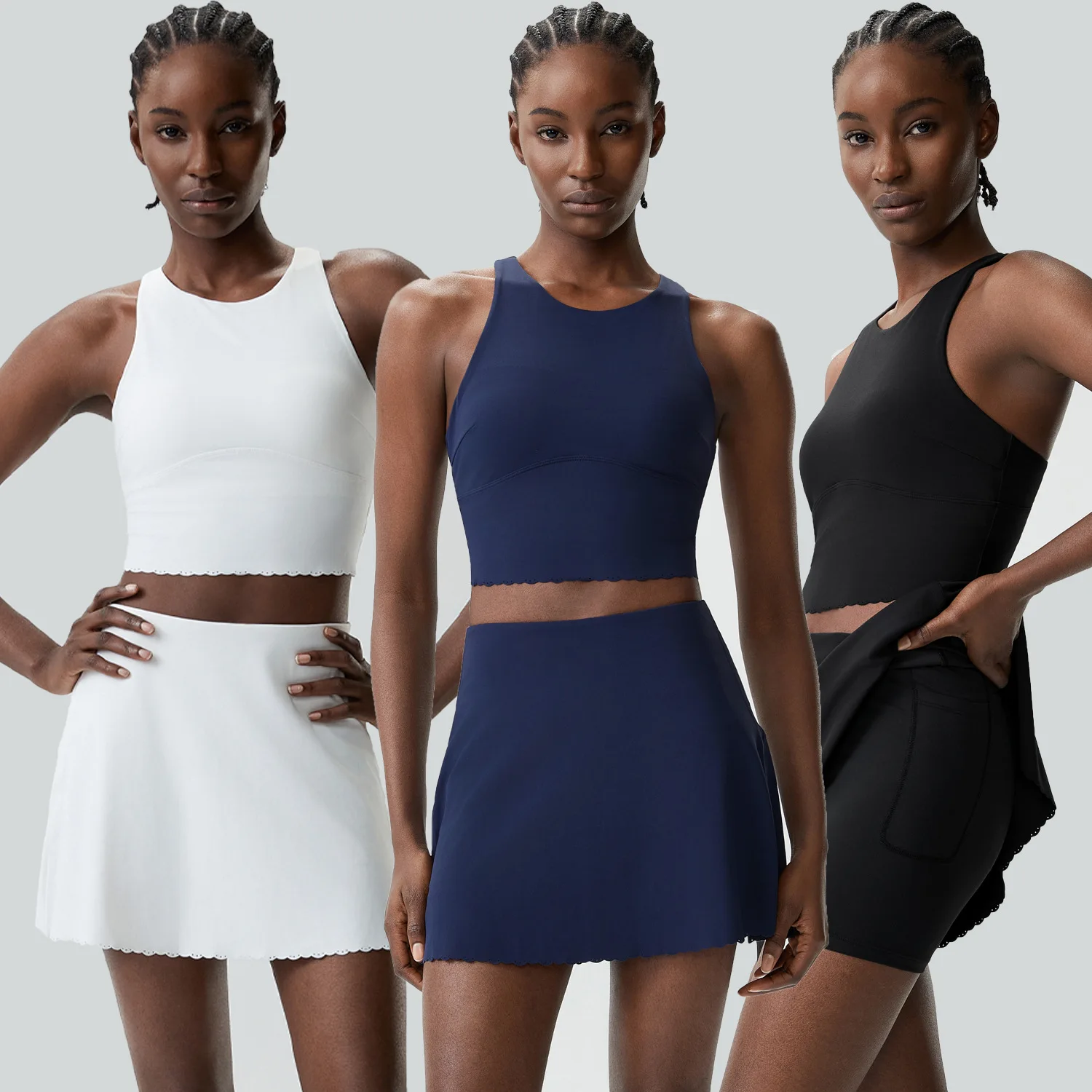 women's-tennis-outfit-set-elastic-qui-dry-fitn-sportswear-large-size-flower-petal-design-yoga-clothing-nylon-fabric