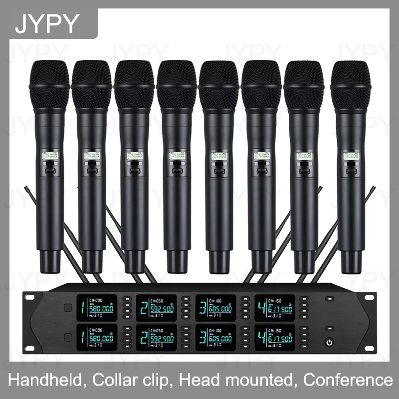Professional wireless microphone system 8 channels full metal shell handheld microphone for church wedding stage microphone
