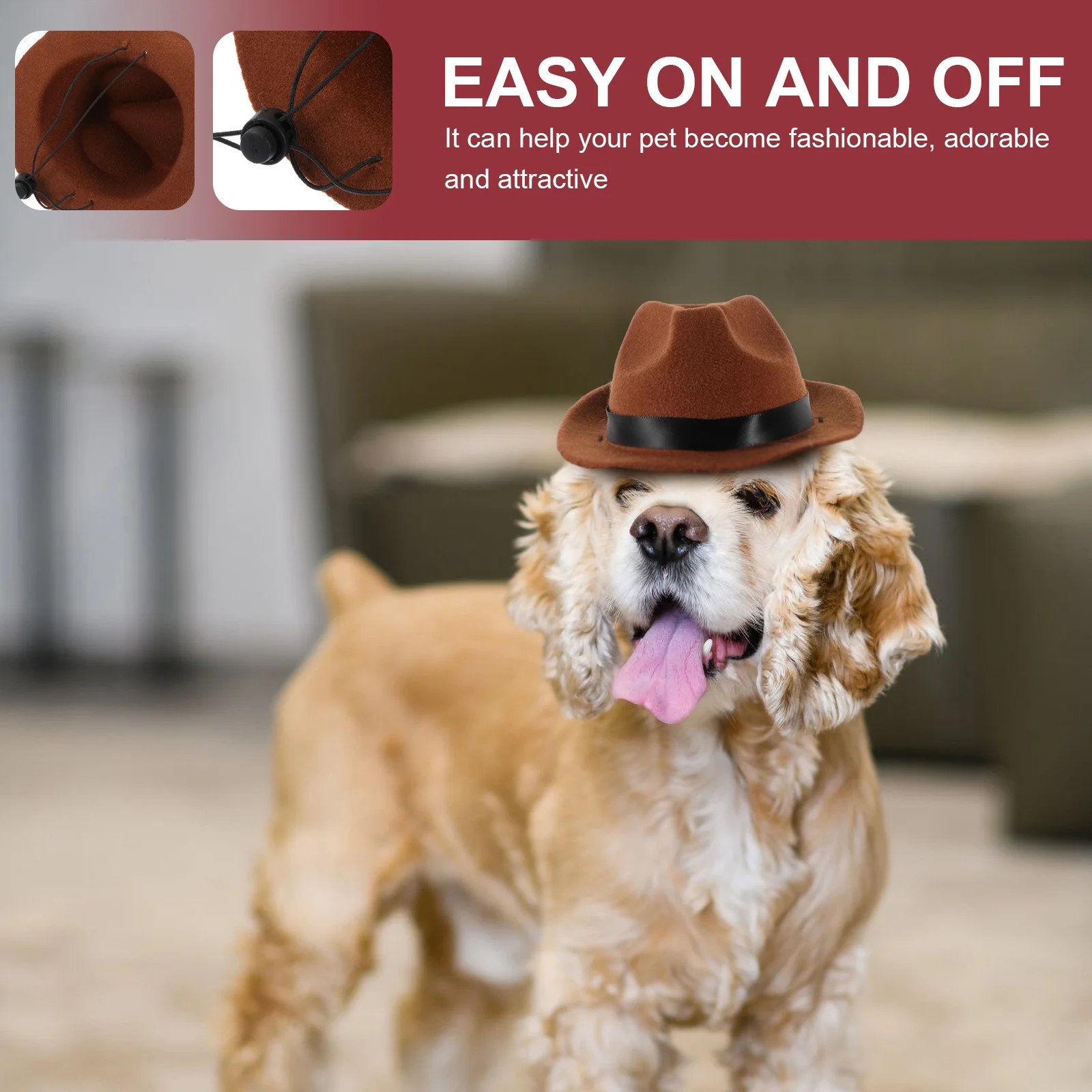 

Dog Hat Adjustable Cotton Puppy Hat For Pets, Perfect For Party Festival Cosplay Wear-Resistant Pet Accessory