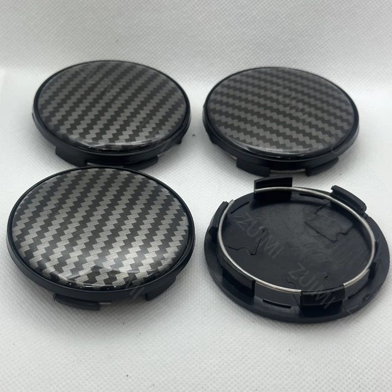 4Pcs 68mm Car Wheel Center Hub Caps 3D Carbon Fiber Universal Cover Kit Accessories Black Silver Auto Styling Parts Accessories