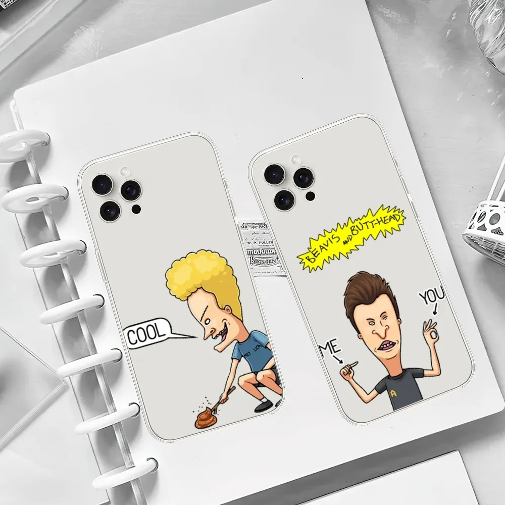 Cartoon B-Beavis and B-Butt-head Funny Phone Case For Samsung A71 Galaxy S21 S22 S20 A50 S23 Ultra Plus Transparent Shell