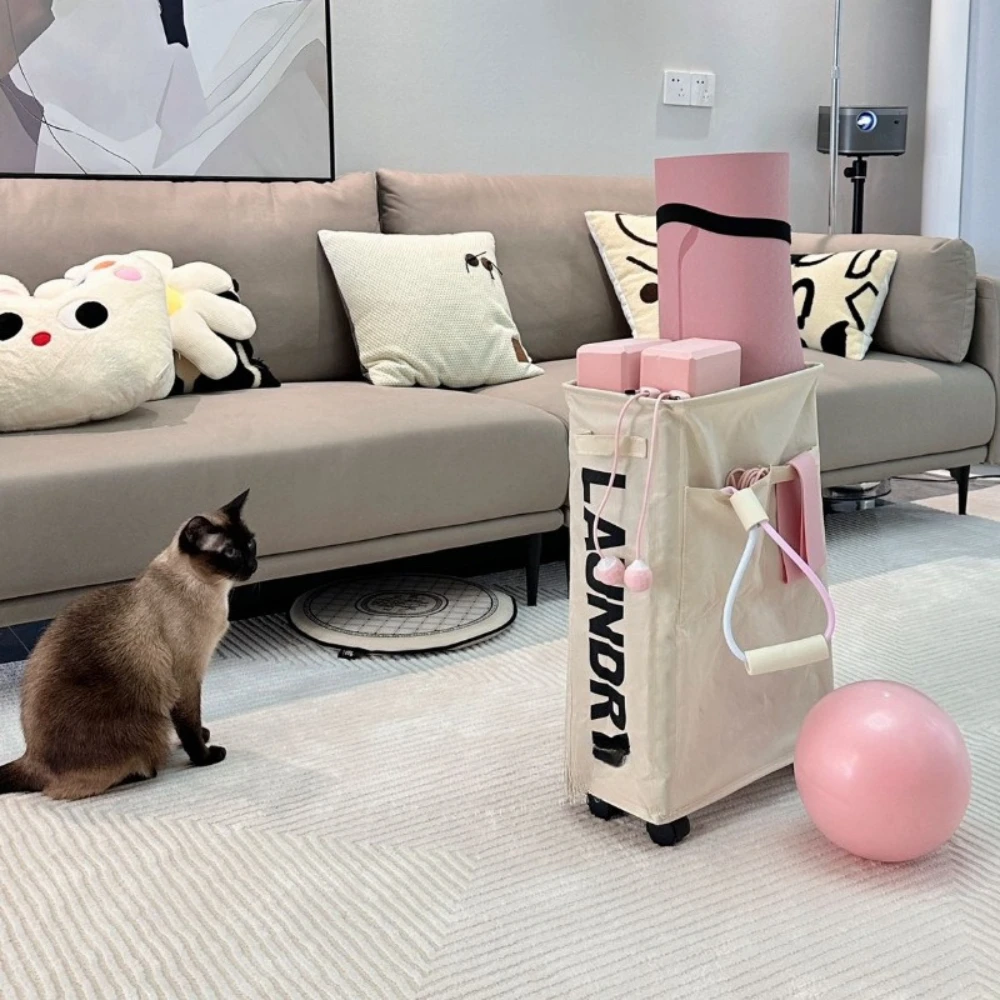 

Корзина для белья на колесиках, складная корзина для белья, органайзер для домашней одежды, коврик для йоги, корзина для хранения оборудования для удобного хранения