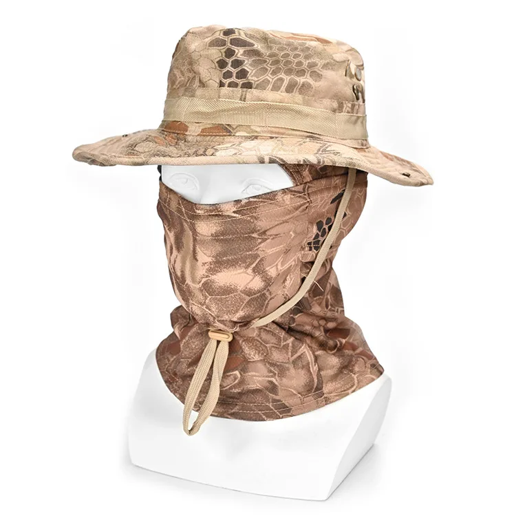 Fishing Hats for Men with Cooling Neck Gaiter Set Wide Brim Boonie Bucket Sun Hats for Men Women Hunting Mesh Beach Cap