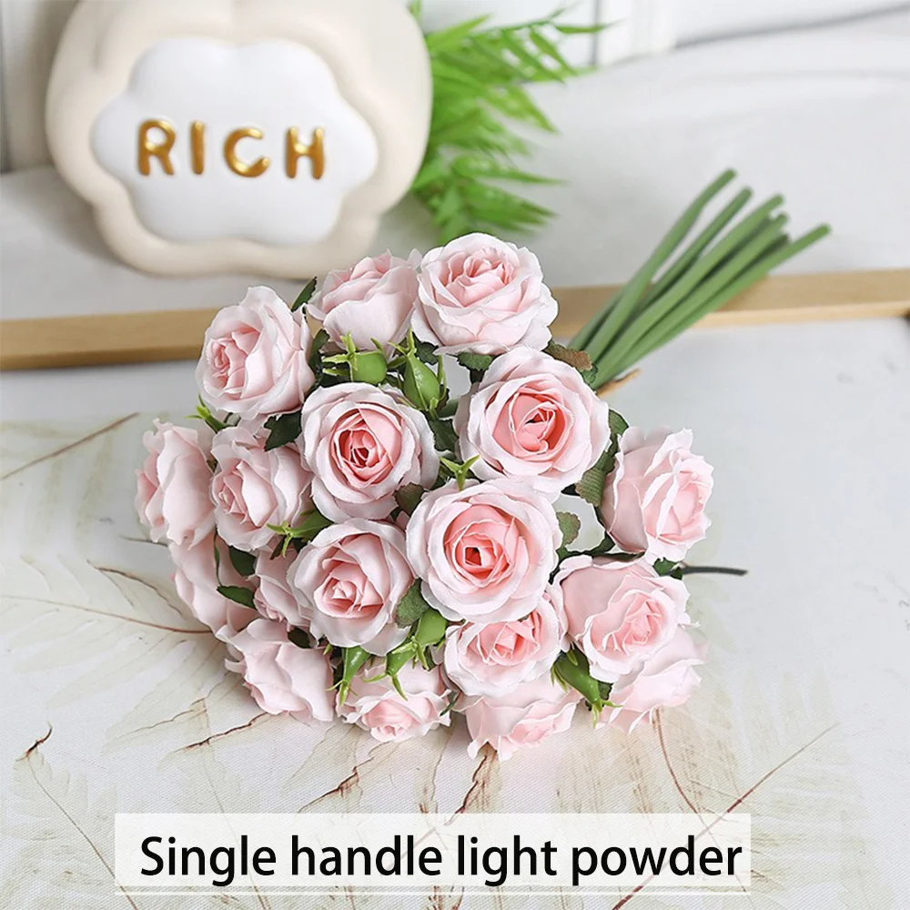 18 Einzelne Rosen in einer Hand, Fertiger Blumenstrauß, Wohnzimmerdekoration, Künstliche Blume – Detail 7