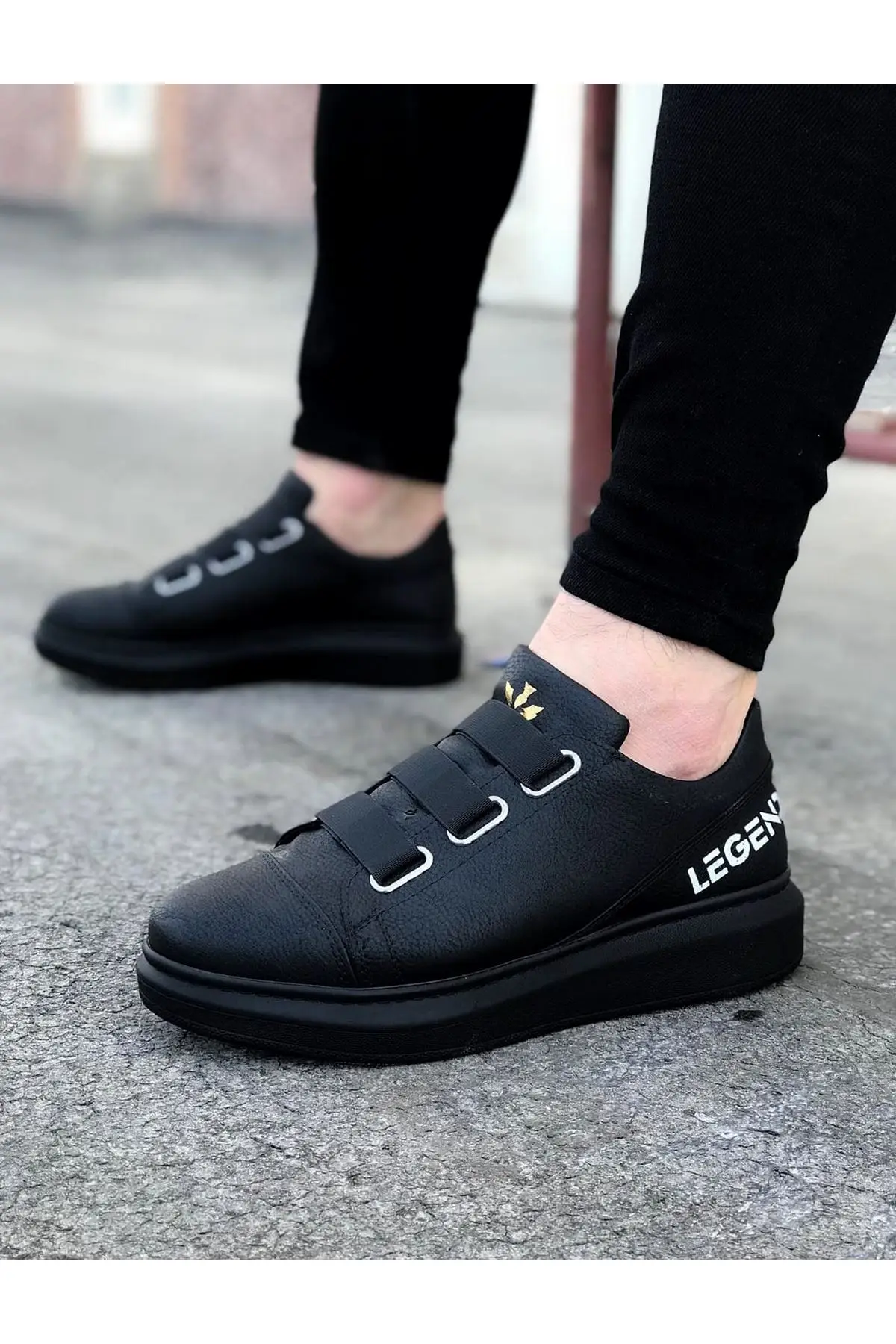 Wagon Men's Sneakers Sport Shoes Black Lace Up Closure Faux Leather Spring and Autumn Seasons Comfortable Slip On In 2022 Fashion Wedding Orthopedic Suit Unisex Light Odorless Breathable WG029