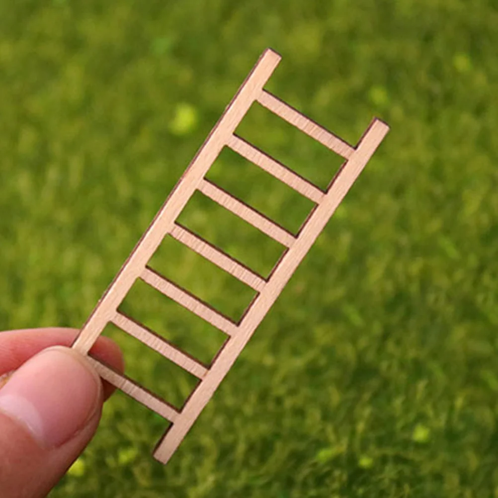 40 Pcs Wooden Stairs Step Ladder DIY Craft Accessory Micro-landscape Adornment Mini Ladders Miniature Ornaments