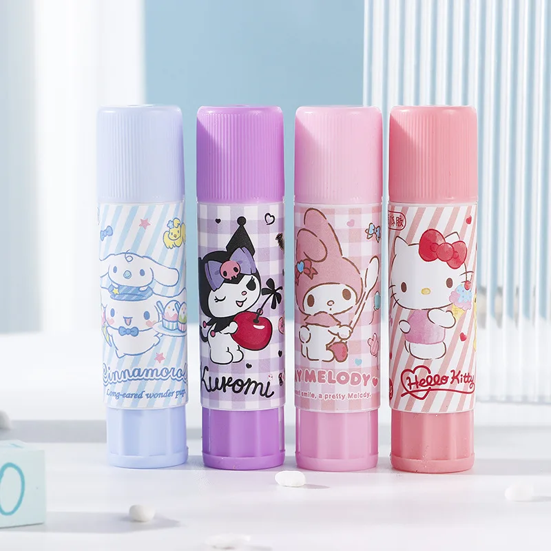 4Pcs/Set Sanrio Jelly Color Solid Glue Mymelody Kuromi Kawaii Handmade Solid Glue PVA High Viscosity Children's School gift