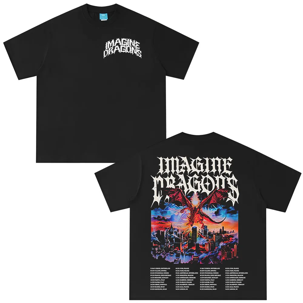 

Imagine Dragons Band Loom World Tour 2025 T Shirt Men Women Clothing Hip Hop Rock Punk T-shirt Casual Cotton Oversized T-shirts