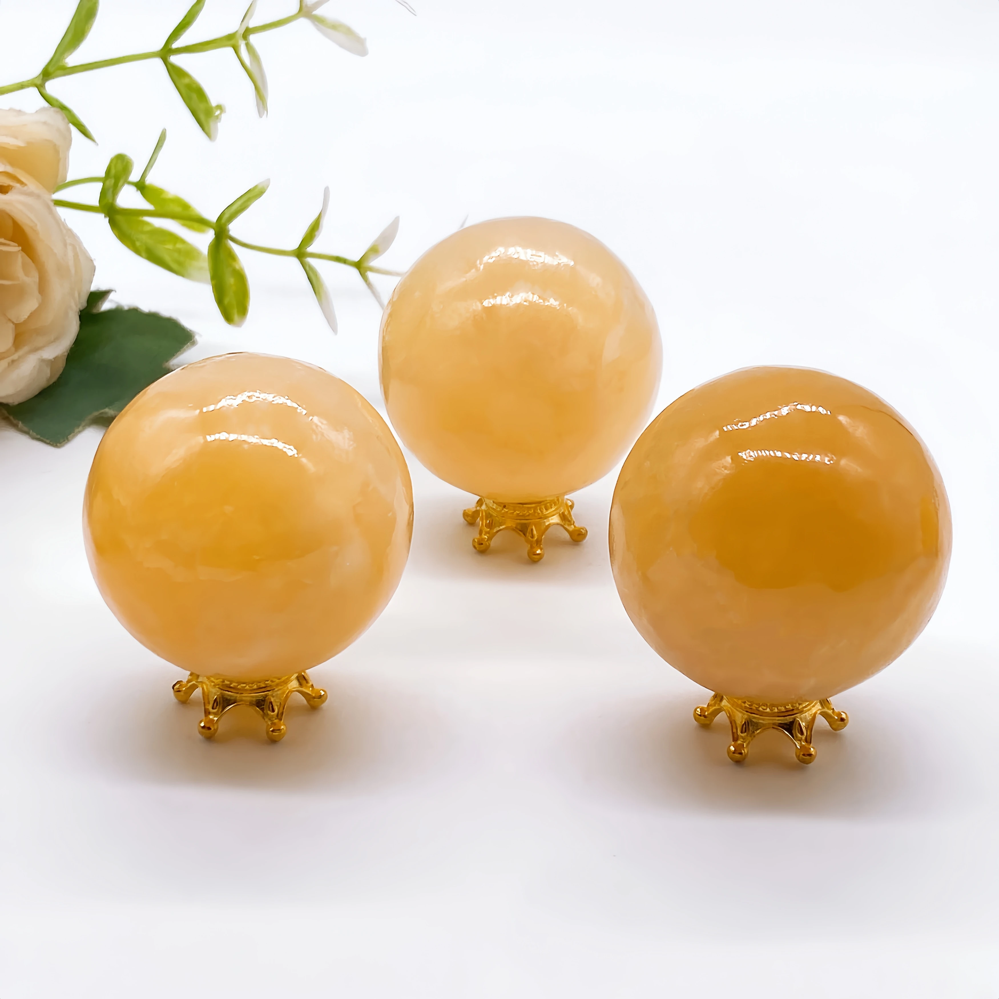 

40mm Natural Yellow Calcite Sphere Crystal Stone Quartz Ball Gemstone Reiki Healing Home Decoration Gift