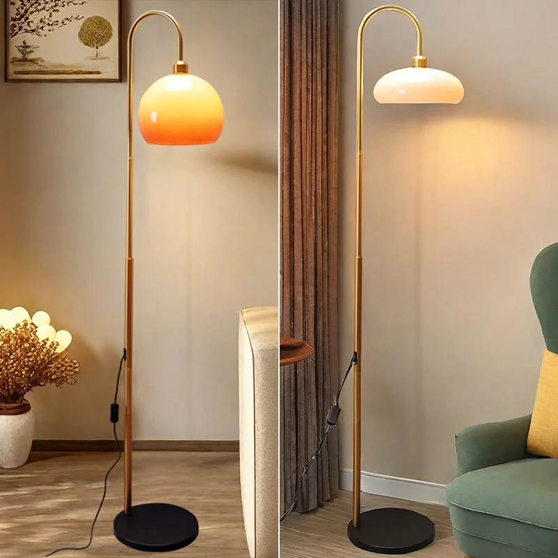 

Fishing lamp French medieval atmosphere mushroom floor lamp high sense living room sofa bedroom bedside lamp cream wind
