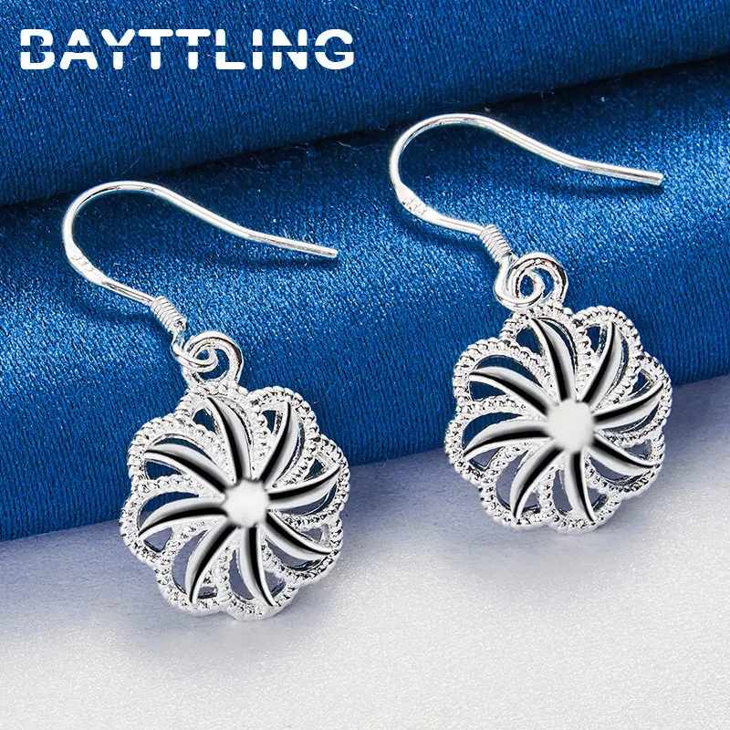 

BAYTTLING 925 Sterling Silver Exquisite Sunflower Earrings For Fashion Women Charm Wedding Jewelry Gifts Accessories