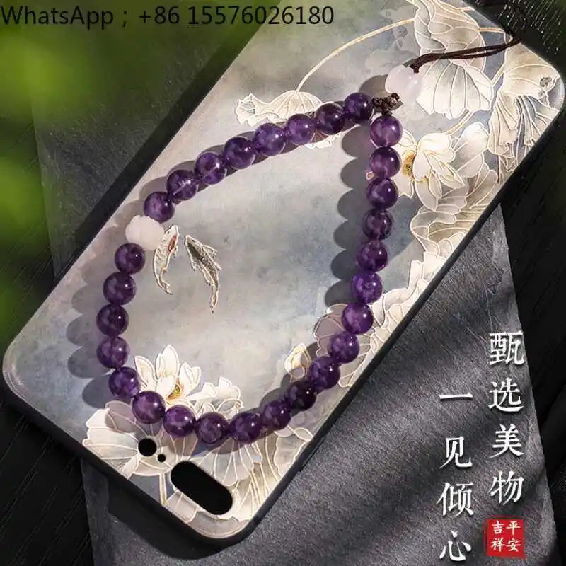Natural Amethyst Dream Zixia Fairy Mobile Phone Lanyard Female National Style Literary Mobile Phone Chain Pendant Wrist Rope