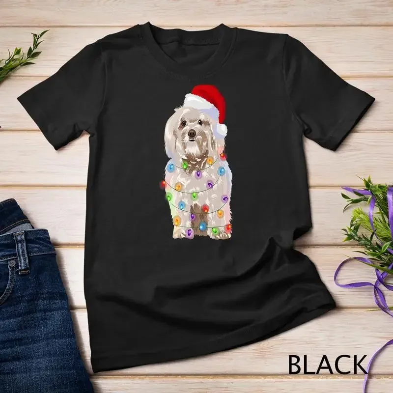 Havanese Christmas Lights Xmas Dog Lover Santa Hat Premium Unisex T shirt