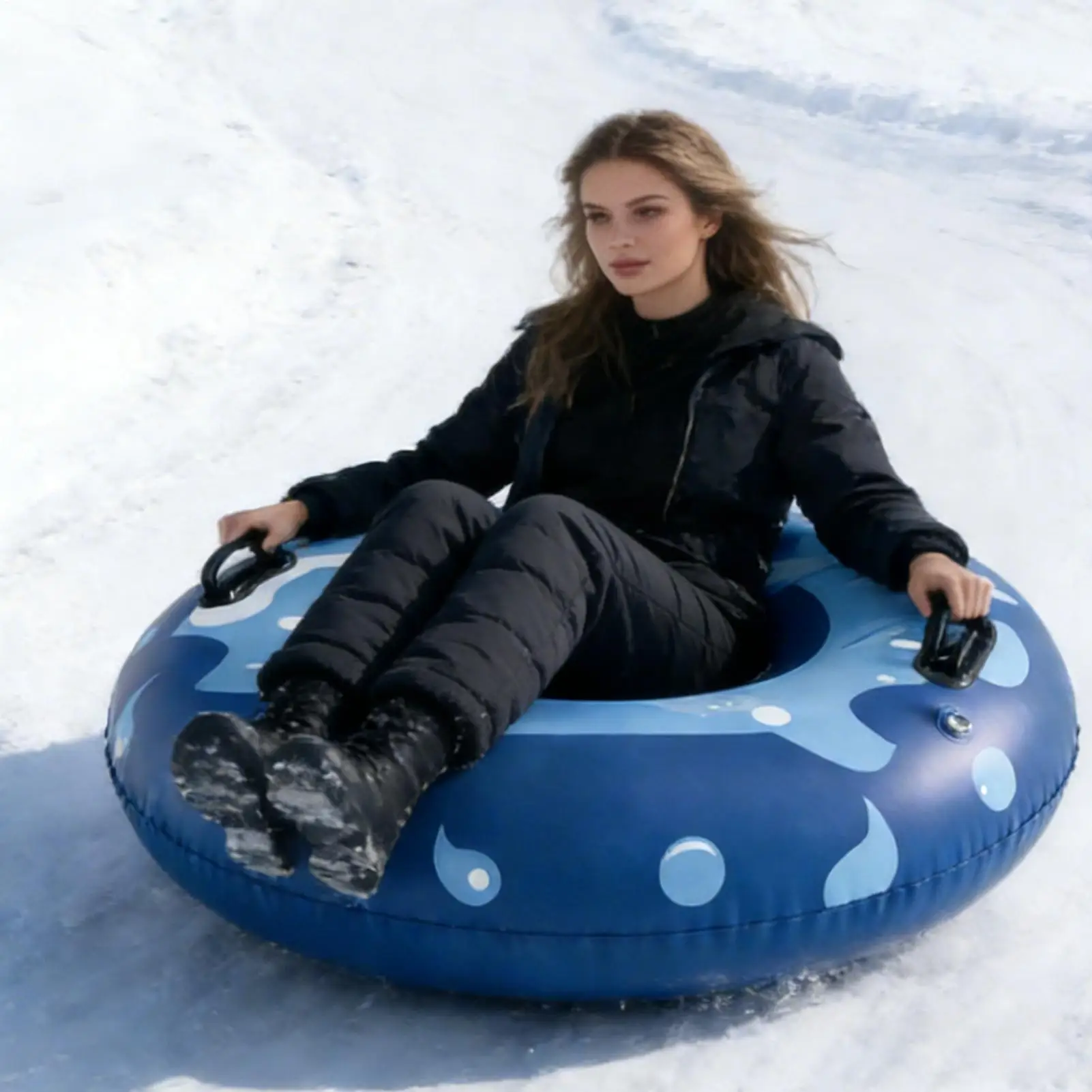 

Надувная снежная тюбинг-ватрушка с утолщенным прочным дном и ручками, зимнее снаряжение для активного отдыха, семейные развлечения