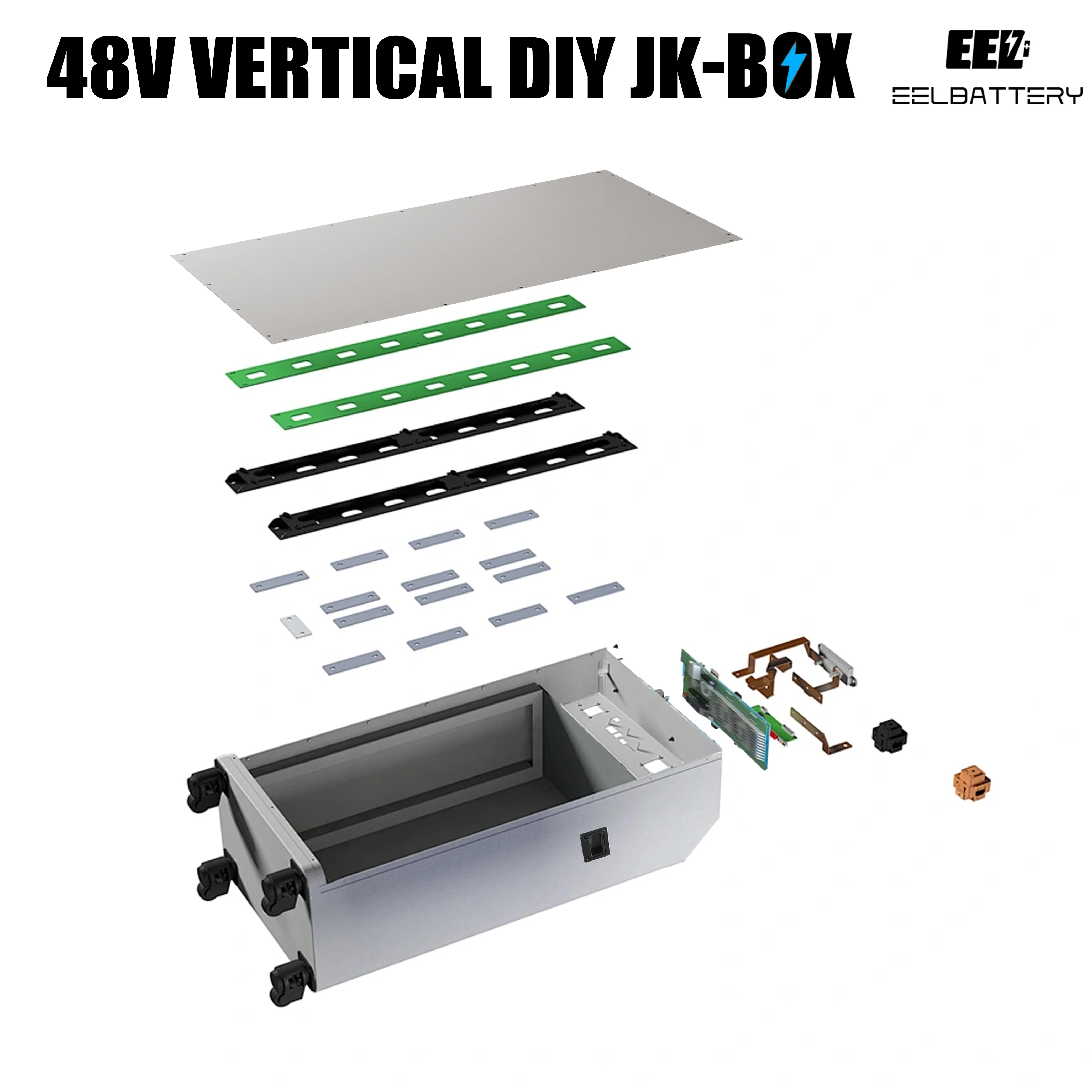 EEL 51.2v vertical 280Ah Lifepo4 Battery Box Lithium Home Solar System Battery 48V JK DIY kits  With 16S 200A Bms Battery Case