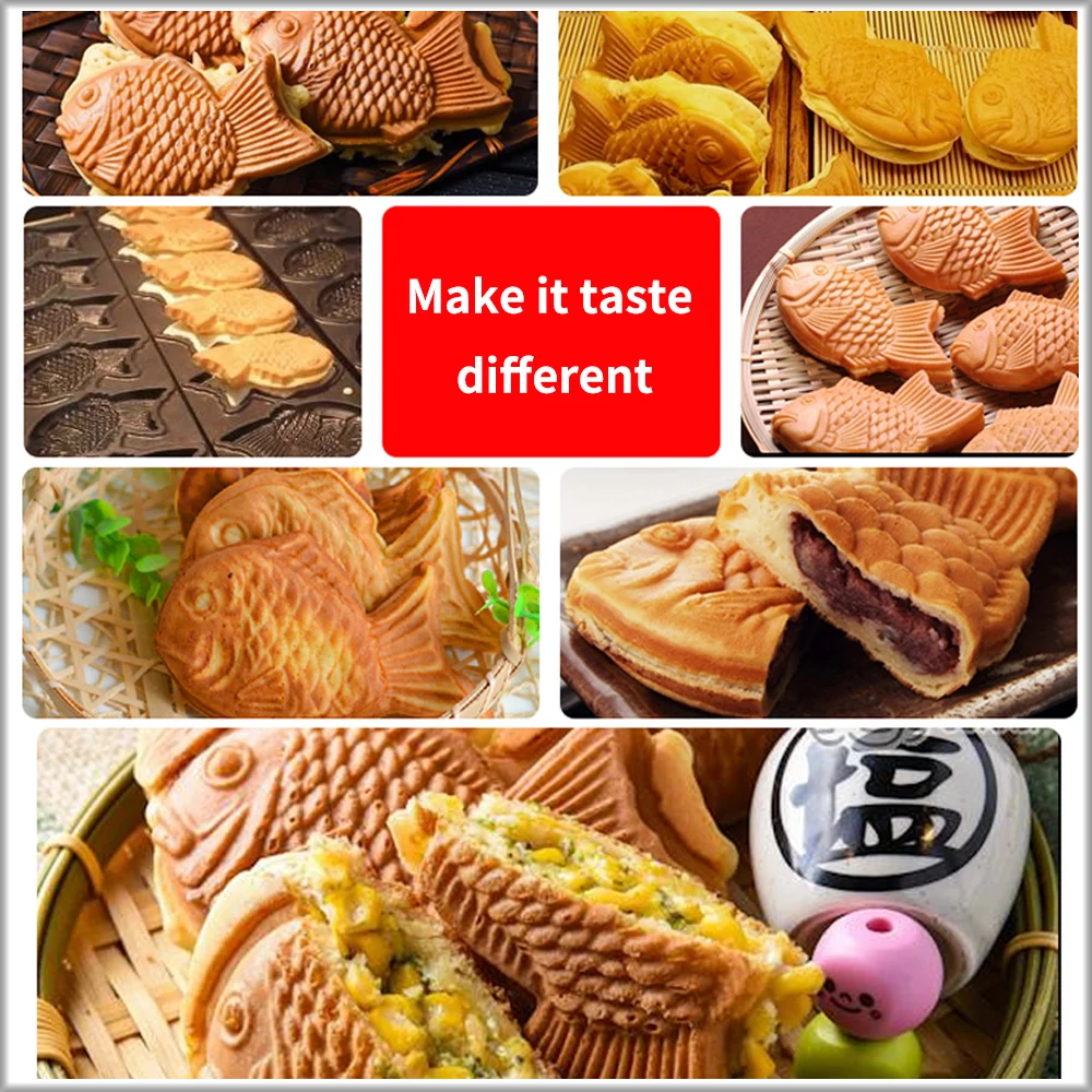 XEOLEO Poisson Gaufrier Taiyaki Machine Poisson Gaufrier 6 Moules Taiyaki Poisson En Forme De Moule À Gaufre Machine antiadhésive