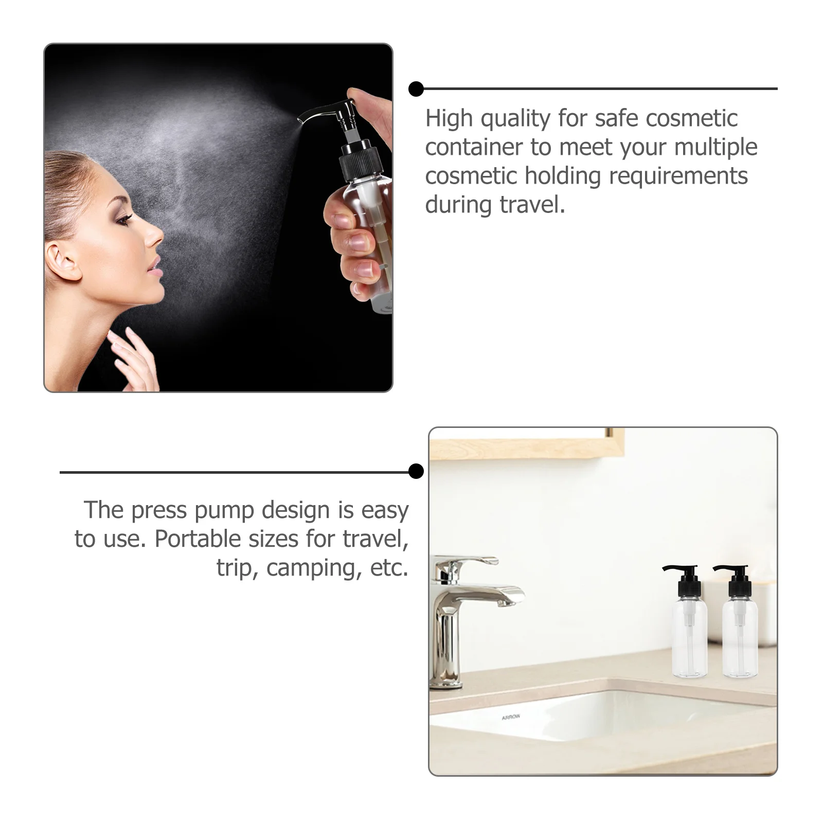 

6Pcs 100Ml Refillable Lotion Bottles Plastic Pump Containers for Travel Skincare Essentials Portable Liquid Soap Dispenser