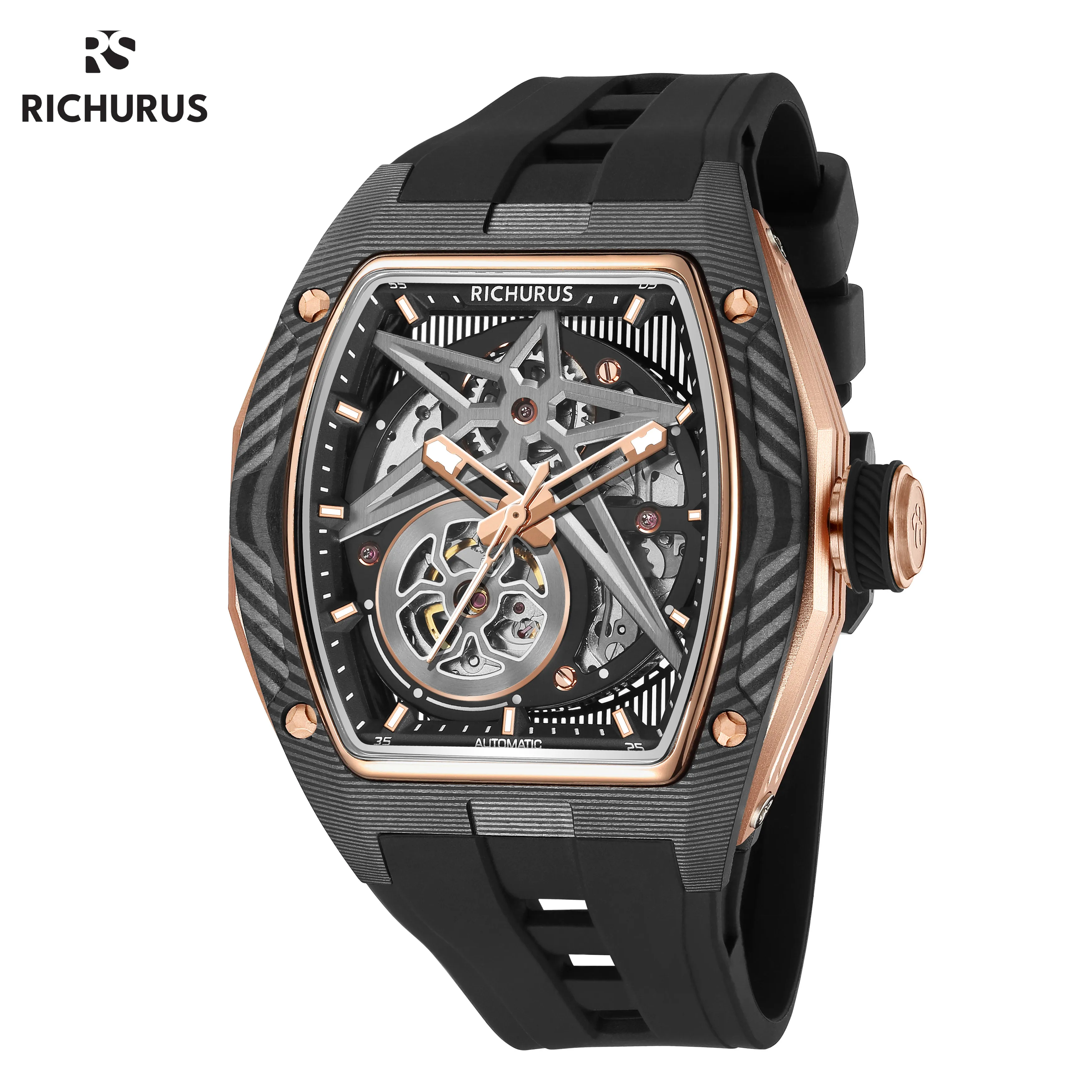 New Automatic Watches Men Sports Wristwatch Japanese Mechanical Movement Stainless Steel Skeleton  Watch Clock Relogio Masculino