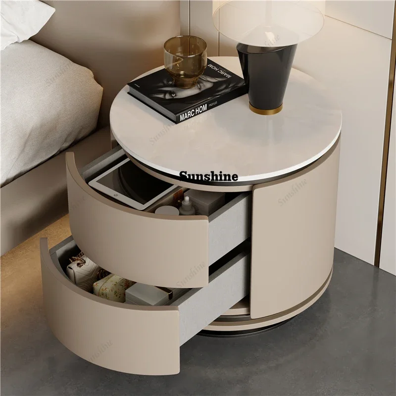 

Modern Aesthetic Bedside Tables Luxury Simple Nordic Round Nightstands Delicacy Creative Table De Chevet Bedroom Furniture FT