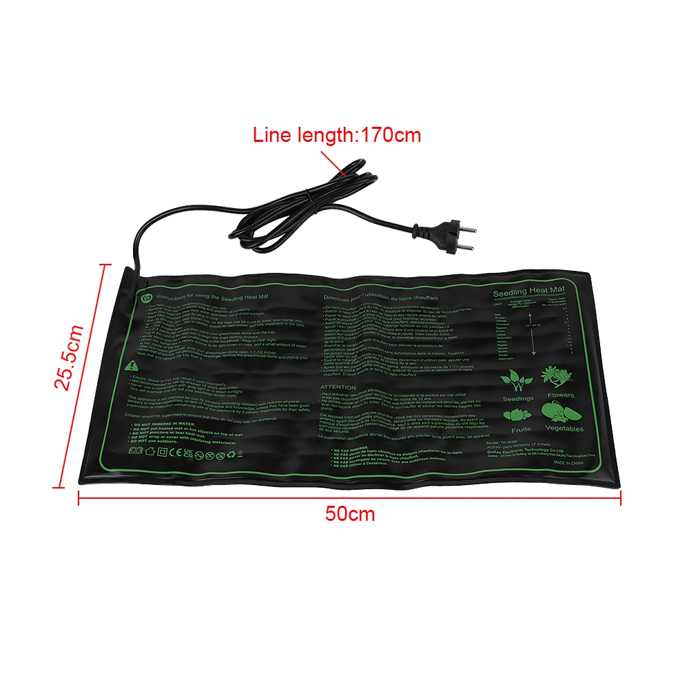 50x25cm Plant Seed Germination Propagation Clone Starter Pad 220V EU Plug Waterproof Seedling Heating Mat Agriculture Tools