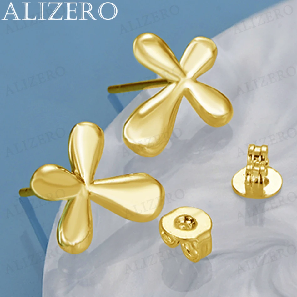 

ALIZERO 18K Gold Cross Stud Earrings For Women Wedding Engagement Party Fashion Charms Jewelry Classic Accessories