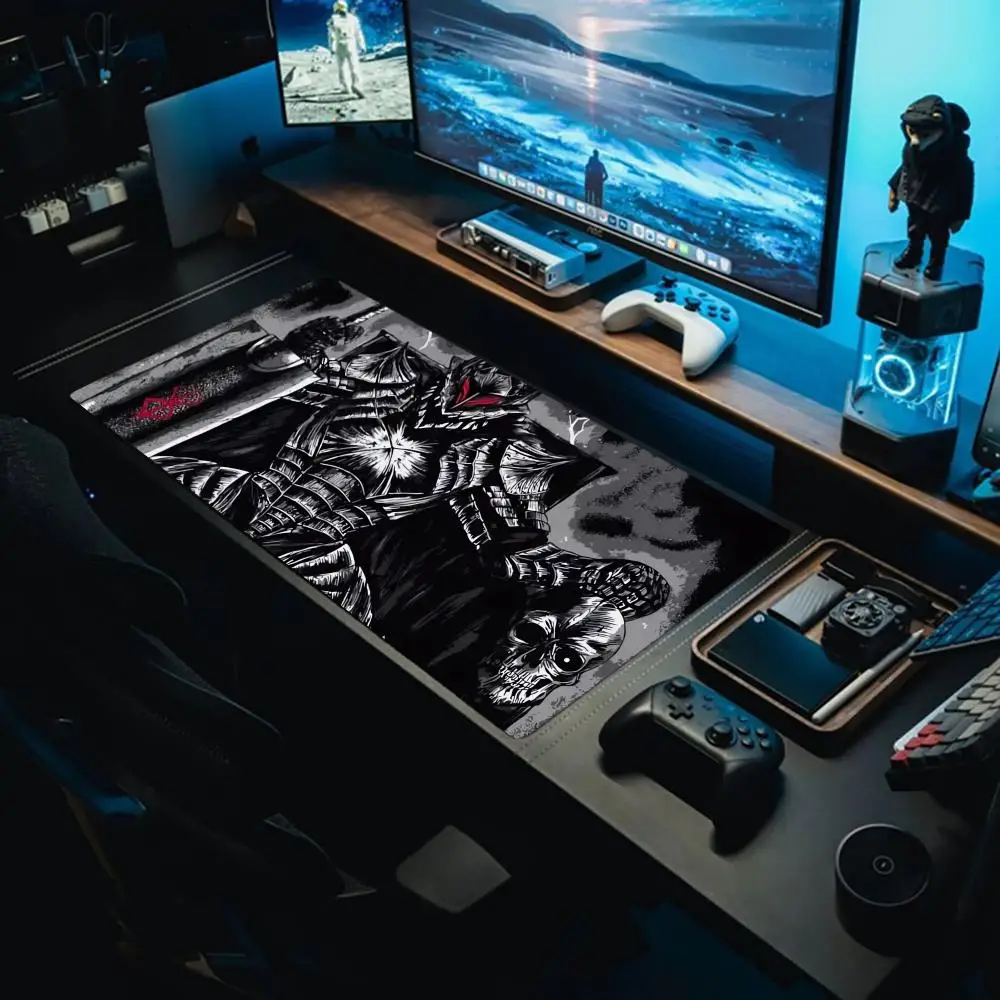 Tappetino per mouse grande Samurai, tappetino da ufficio, tappetino per mouse in gomma antiscivolo in stile retrò, accessori per PC, accessori da scrivania.