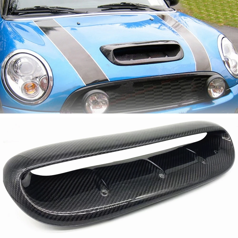 Front Engine Air Vent Trim Cover For Mini Cooper S R53 R50 2002-2006 2-Door Carbon Fiber Car Upper Hood Bonnet Scoop Outlet Cap