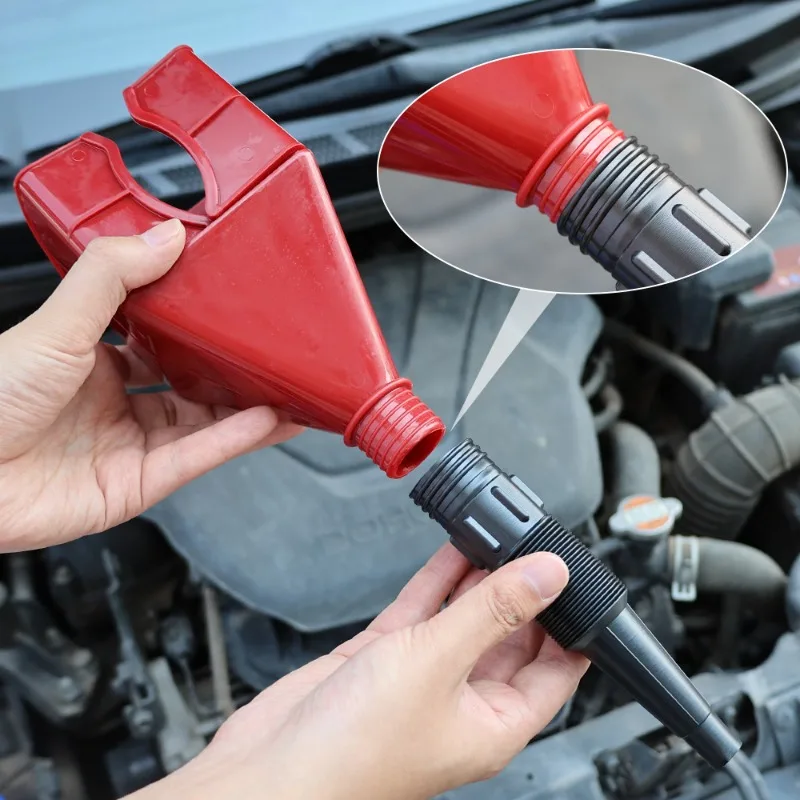 Car Plastic Refueling Funnel Portable Folding Telescopic Hose Handsfree Filling Motorcycle Gasoline Funnel Car Repair Tool