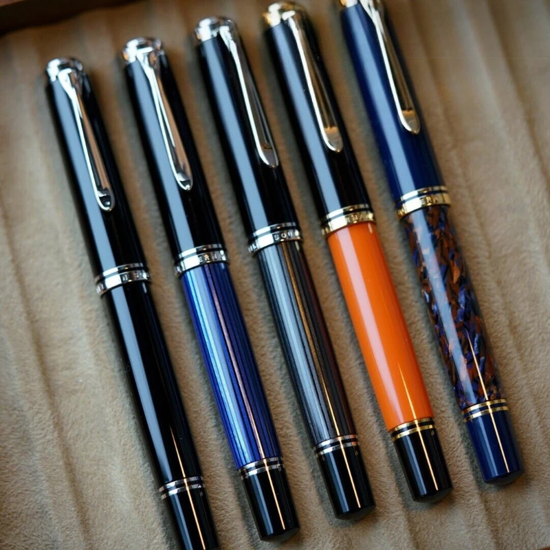 18k Gold Tip New-Pelikan M805 M800 Ink Pen Gray and Green Stripes High Quality Gift Pen Business Calligraphy Pen,PK ADMOK M800