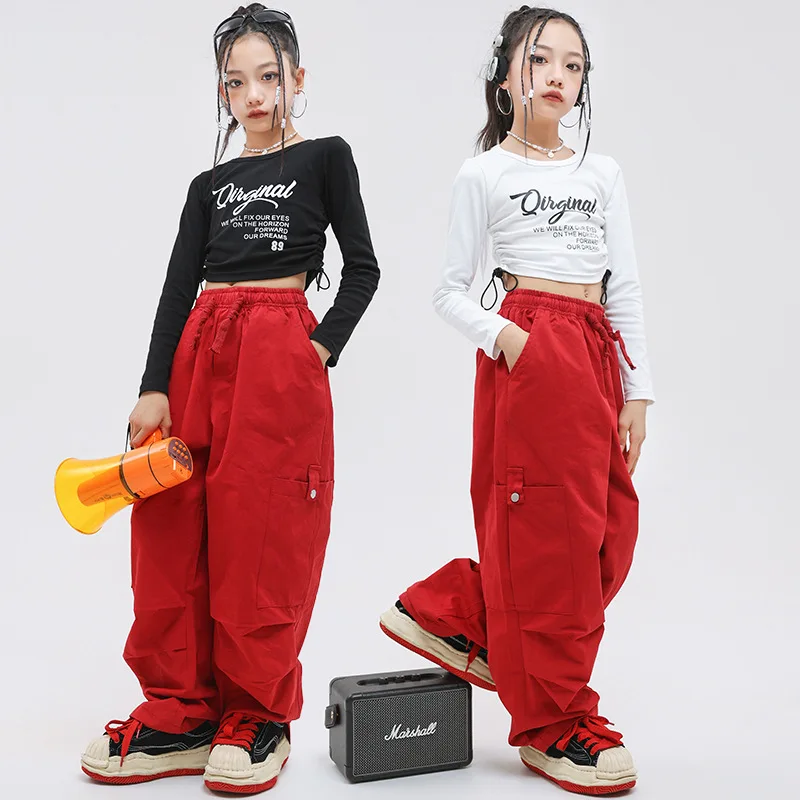 Bambini Street Dance Hip Hop vestiti ragazze manica lunga T Shirt pantaloni Jazz Modern Dance Performance Costume adolescenti abbigliamento Casual