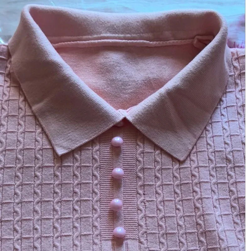 

Women Nail bead lapel Sweater 2025 New Female knitted Pullover Long Sleeved Loose Top Middle-aged Women's Fashion Knitwear Jumpe