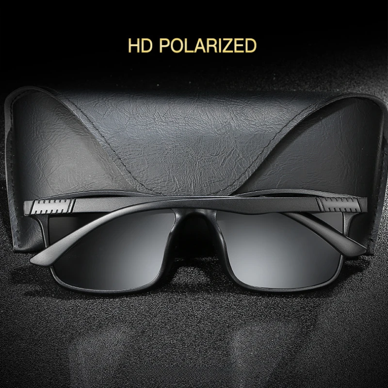 Luxury Men Polarized Sunglasses Driving Fishing Anti-glare Vintage Rectangle Sun Glasses Man Ultra light TR90 Frame Shades UV400