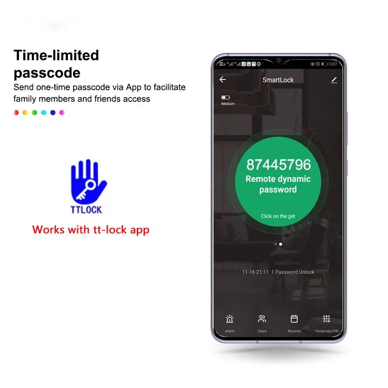 TT Lock Bluetooth Electronic Smart Door Lock With Biometric Fingerprint IC Card Password Key Unlock USB Emergency Charge