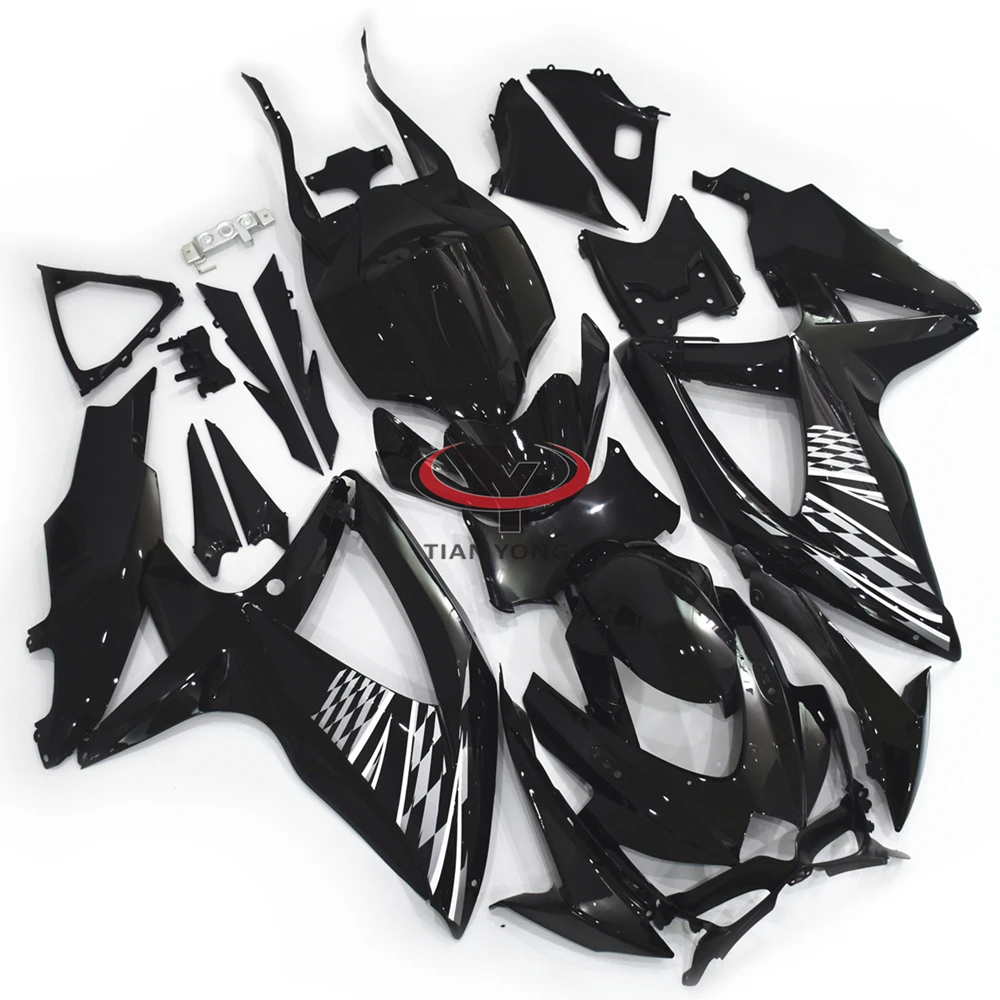 Motorcycle Full Fairing Kit for GSXR600 GSXR750 K8 2008 2009 2010 Cowling Bright Black Checkered Print Injection Bodywork