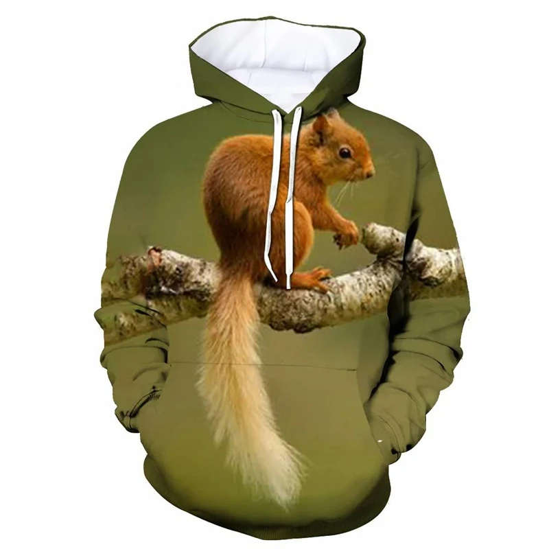 Leuke Eekhoorn Grafische Hoodies Voor Mannen Mode Herfst Grappige Dieren 3D Gedrukt Lange Mouw Truien Casual Losse Kids Hoodie