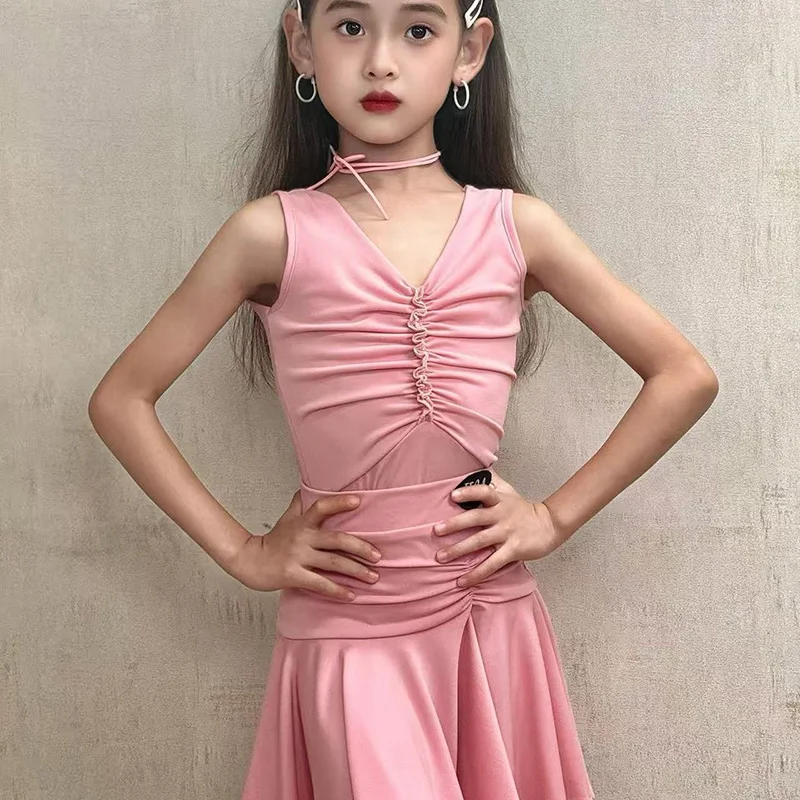 فستان رقص لاتيني للأطفال للفتيات أزياء لاتينية للفتيات تشا تشا سامبا رومبا بدلة مسابقة للأطفال ملابس رقص لمرحلة الأداء