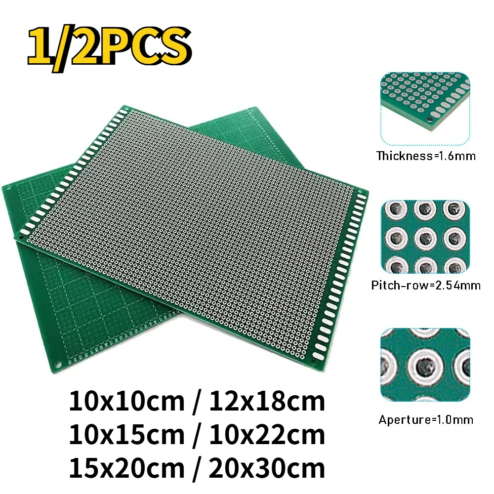 

1/2 шт. универсальная односторонняя печатная плата для прототипирования, макетная плата DIY, 10x15/10x22/12x18/15x20/20x30 см