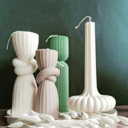 Upgraded Knot Cylindrical Candle Silicone Mold Bow Knot Stripe Cylindrical Candle Mold Vase Shape Candle Acrylic Plastic mold