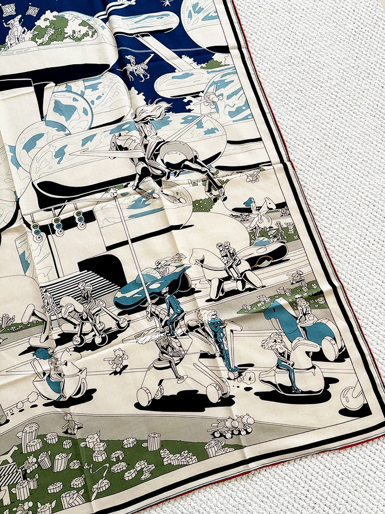 

Дизайнерский шарф из шерсти и шелка с двусторонним узором, роскошный, с подвернутыми краями, шаль, украшение для шеи и головы, оверсайз-шаль, подарок на Рождество