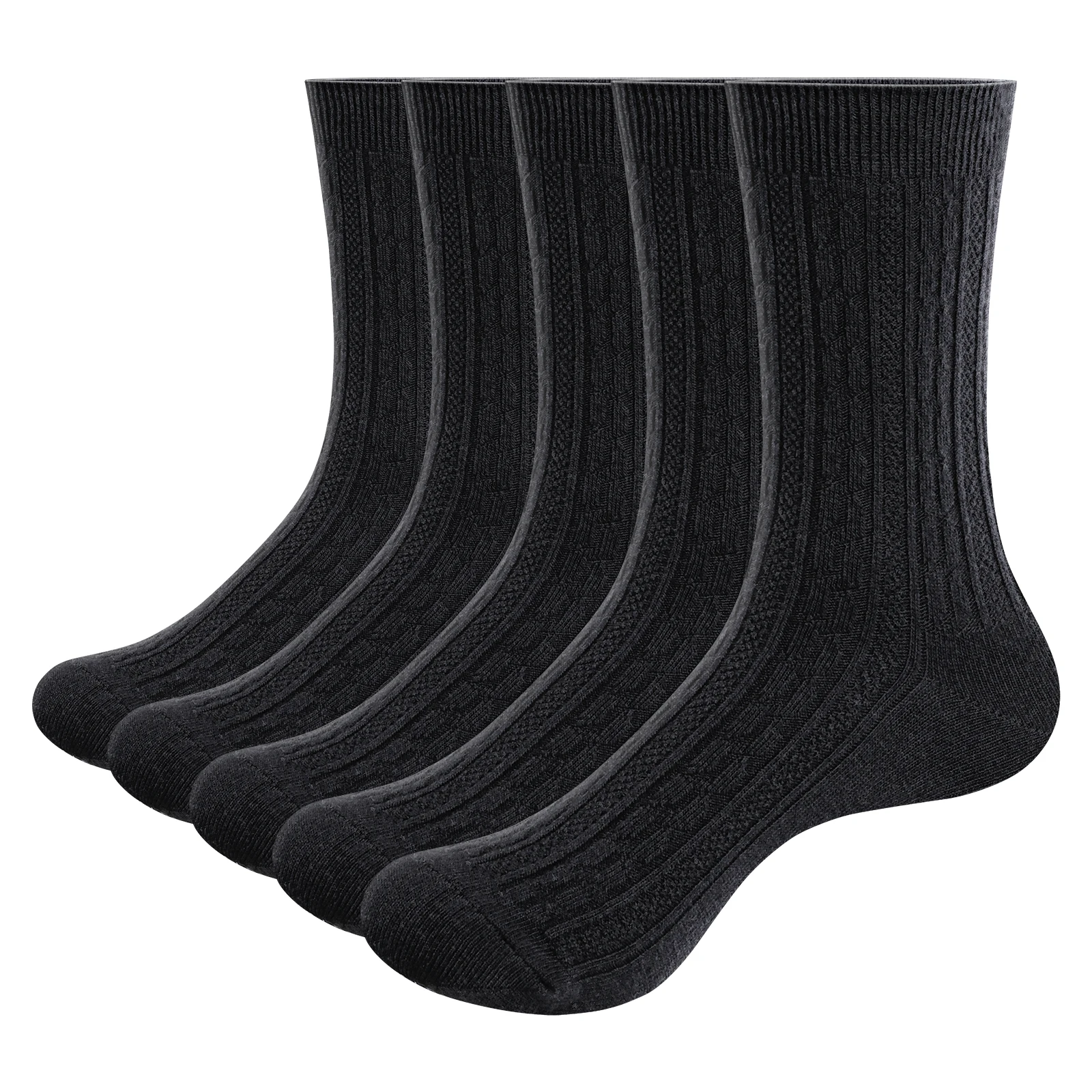 

YUEDGE Women's Dress Socks Breathable Cotton Socks Thin Black Sock, Combed Cotton Lycra Elastic Socks, 5 Pairs