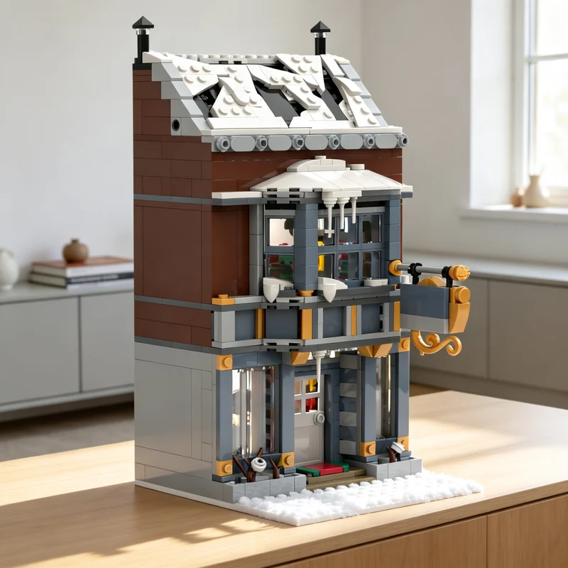 940pcs MOC City Village Books Winter Village Main Street Project #3 Model Building Blocks Christmas Gifts Toy Construction 3D