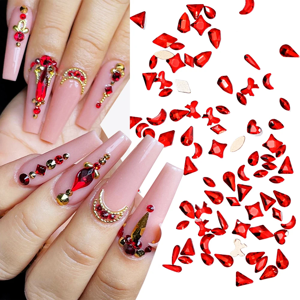 Breloques pour ongles en biscuits mélangées, diamant, gemmes, 3D, Aurora, Flatback, résine, cristal, bijoux pour Nail Art, décorations de manucure, lot de 100 pièces