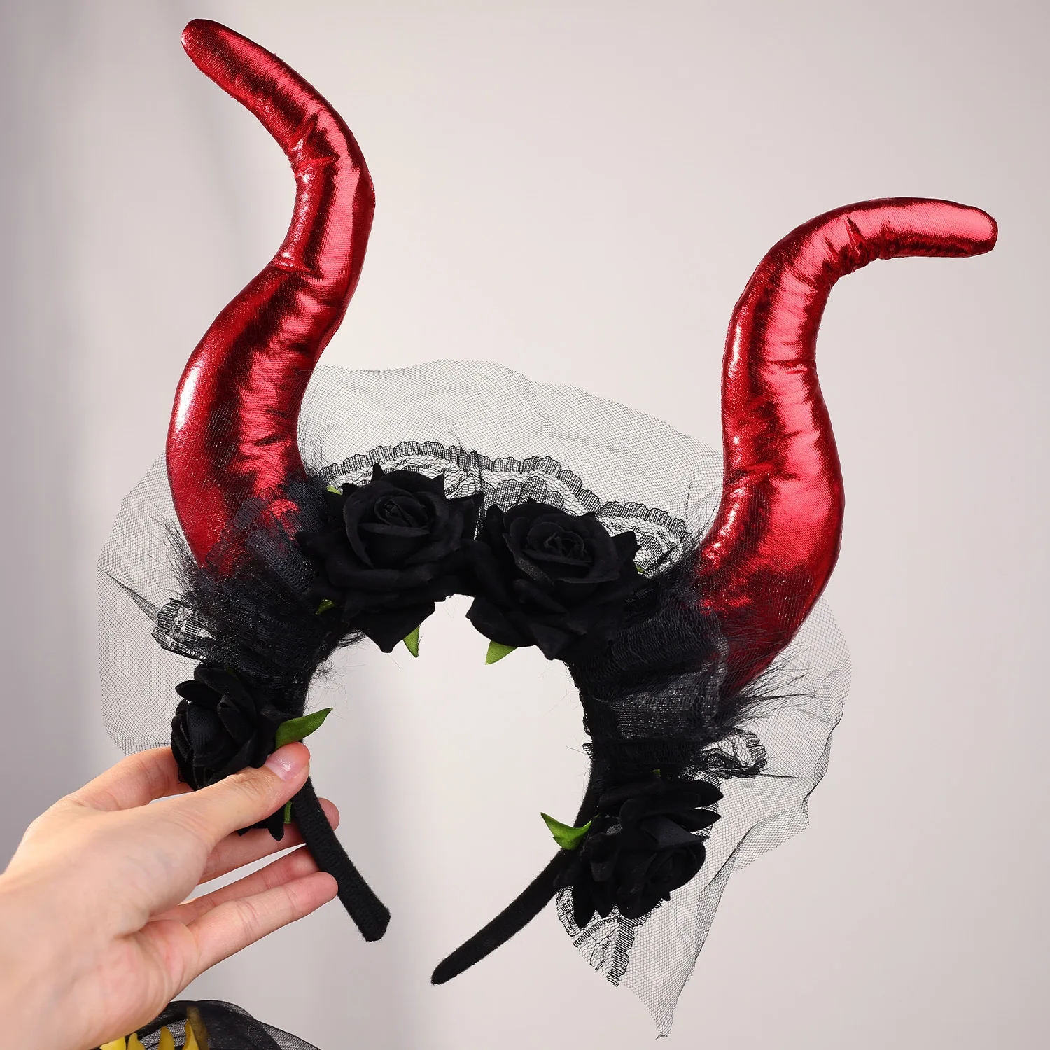 

Devil Horns Headband for Women Red Halloween Hairband Cosplay Costume Hair Hoop Gothic Halloween Parties Rave Cosplay