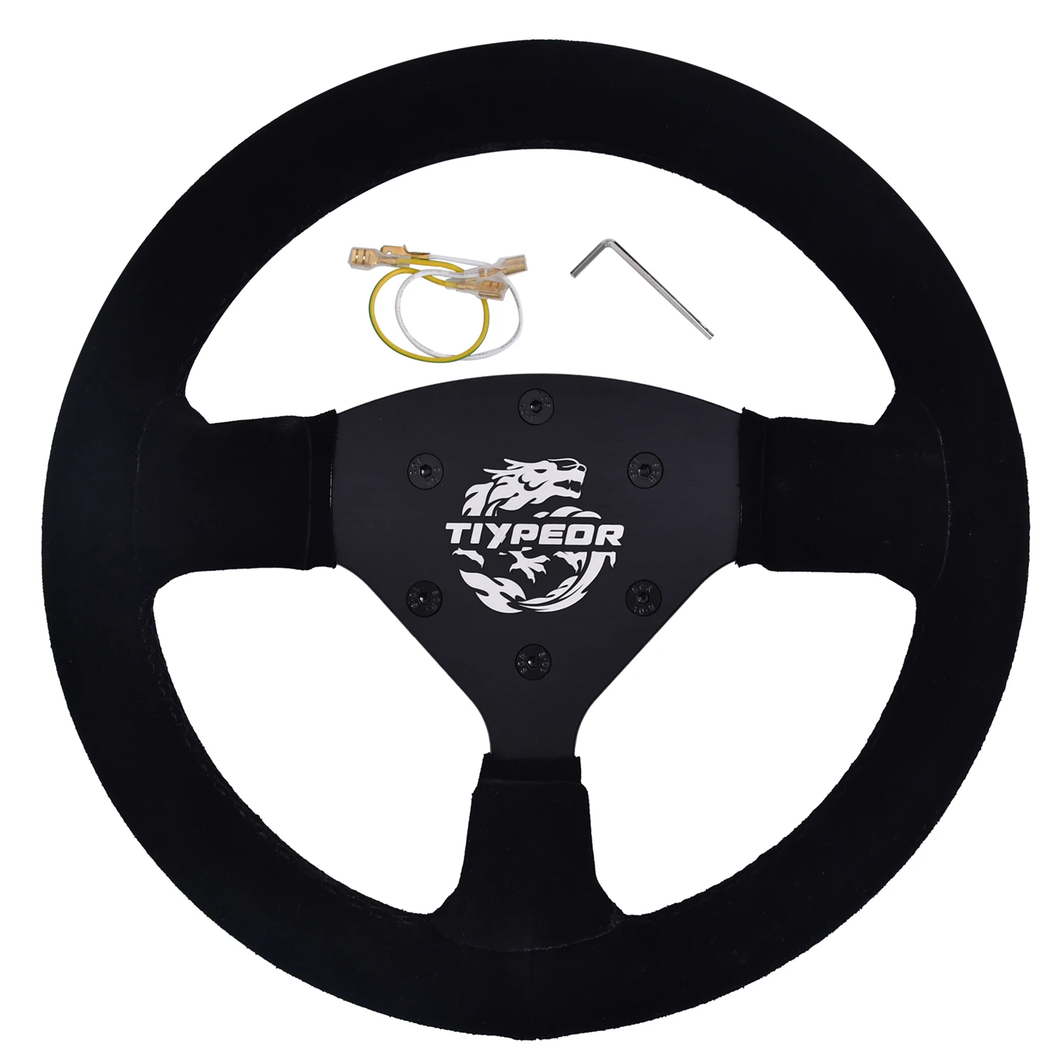 

TIYPEOR Small Size Steering Wheel Black Micro-fiber Material Drift Racing Steering Wheel With 5mm Bracke